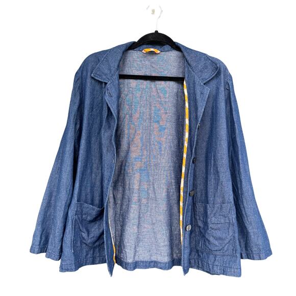 Handmade Tops - Chambray Denim Button Down Shirt – Tailored, One-of-a-Kind, Vintage